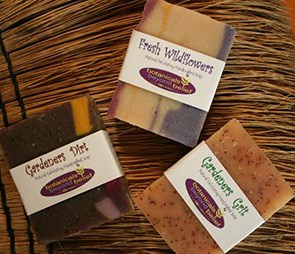 Photo of 3 bars of soap for the 'botanical products' catagory selection.