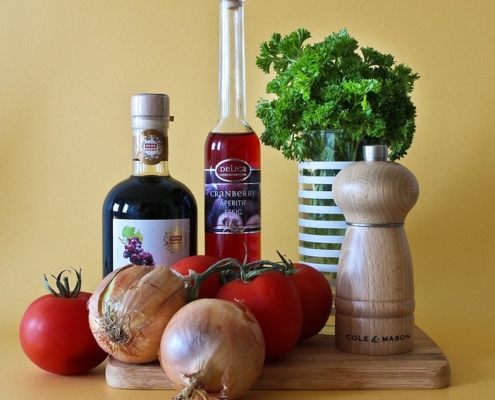 Infusing vinegars with herbs.