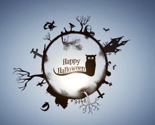 Siloutte of Haloween figures.